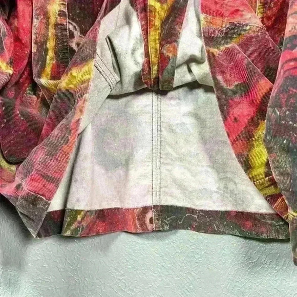 CHICO'S Red Swirl Galactic Button Up Top Corduroy Cotton Casual Collar Women XL - Picture 7 of 12